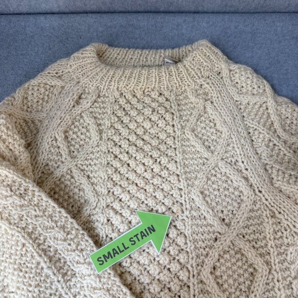 Passports Of Pieri Imports Vintage Cream Cable Knit 100% Wool Sweater Size Large - Picture 11 of 14